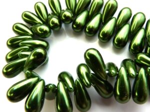 0100112 Dark Green Glass Pearl Drop 30 Pc.-0