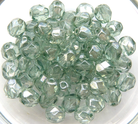 0100339 Transparent Luster Light Green facet 6 mm. 25 Pc.-0 0100339 Transparent Luster Light Green facet 6 mm. 25 Pc.-0