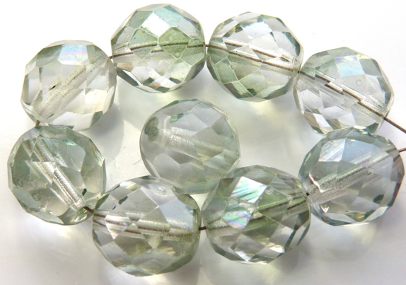 0100343 Transparent Luster Light Green Facet 12 mm. 6 Pc.-0