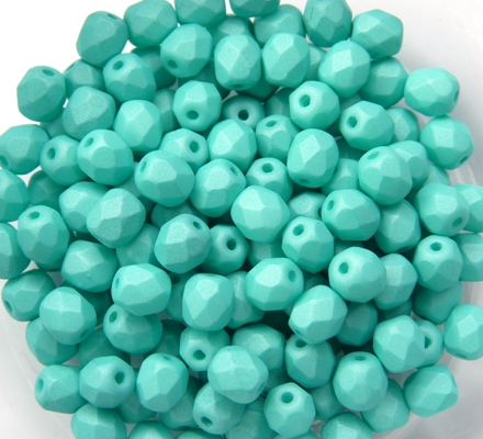 0100352 Saturated Mint ( Teal) Facet 3 mm. 50 Pc.-0