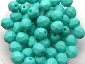 FP1-06-29569AL Saturated Mint (Teal) Czech Glass Facet Firepolish 6 mm