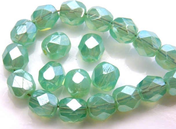 0100359 Lustered Milky Aquamarine Facet 6 mm. 20 Pc.-0 0100359 Lustered Milky Aquamarine Facet 6 mm. 20 Pc.-0