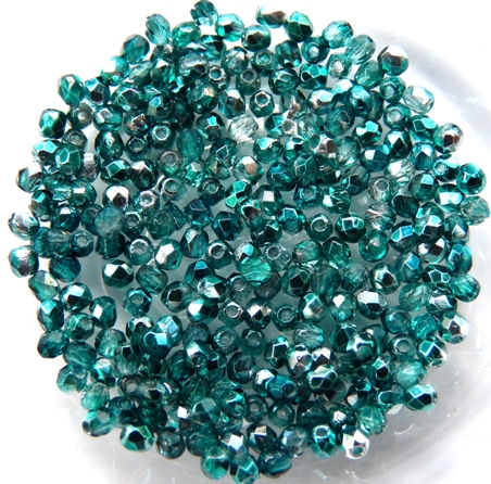 0100379 Mirror Teal Facet 2,5 mm. 50 Pc.-0 0100379 Mirror Teal Facet 2,5 mm. 50 Pc.-0