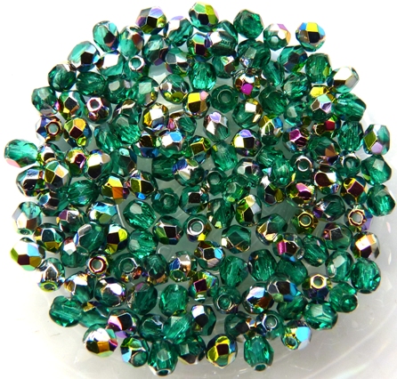 0100385 Emerald Vitrail Facet 3 mm. 75 Pc.-0