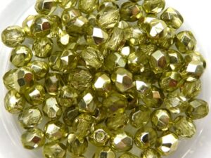 0100401 Metallic green half coated Facet 4 mm. 50 Pc.-0