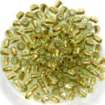 0100427 Gold Lined Peridot Green Facet 3 mm. 65 Pc.-0