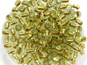 0100427 Gold Lined Peridot Green Facet 3 mm. 65 Pc.-0