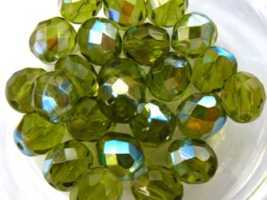 0100440 Olivine AB Facet 8 mm. 15 Pc.-0