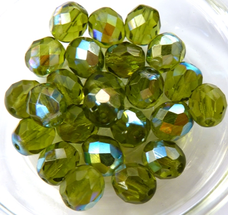 0100440 Olivine AB Facet 8 mm. 15 Pc.-0