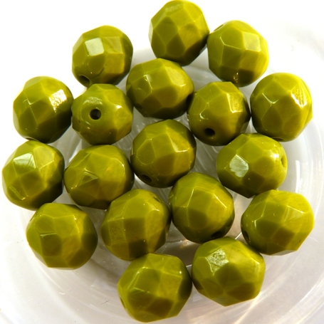 0100447 Opaque Olive Facet 8 mm. 12 Pc.-0 0100447 Opaque Olive Facet 8 mm. 12 Pc.-0