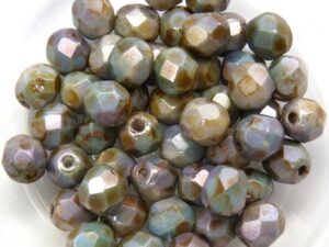 0100459 Luster Marble Green, Facet 6 mm. 20 Pc.-0