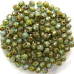 0100475 Green Turquoise Picasso Facet 3 mm. 60 Pc.-0