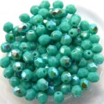 0100480 Opaque Green Turquoise met AB, Facet 4 mm. 40 Pc.-0