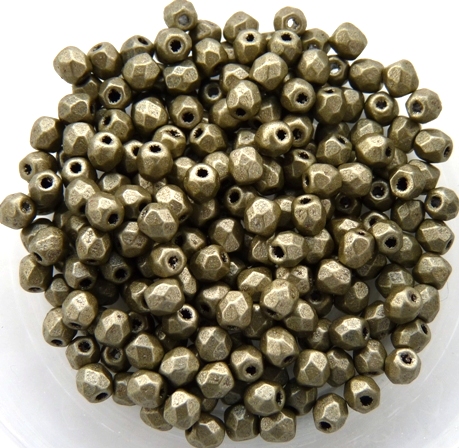 0100503 Metallic Suede Olive Green facet 3 mm 50 Pc.-0 0100503 Metallic Suede Olive Green facet 3 mm 50 Pc.-0