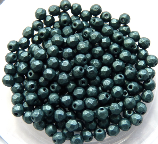 0100505 Metallic Suede Dark Forest Facet 3 mm. 50 Pc.-0 0100505 Metallic Suede Dark Forest Facet 3 mm. 50 Pc.-0