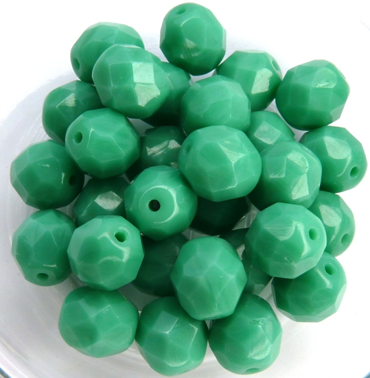 0100510 Opaque Green Turquoise Facet 8 mm. 12 Pc.-0