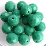 0100512 Dark Opaque Green Turquoise Facet 10 mm. 8 Pc.-0