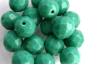 0100512 Dark Opaque Green Turquoise Facet 10 mm. 8 Pc.-0