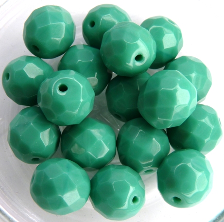 0100512 Dark Opaque Green Turquoise Facet 10 mm. 8 Pc.-0