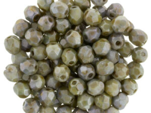 FP1-03-02010LN Lustered Marble Green Czech Glass Facet Firepolish 3mm
