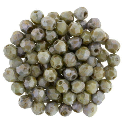 FP1-03-02010LN Lustered Marble Green Czech Glass Facet Firepolish 3mm FP1-03-02010LN Lustered Marble Green Czech Glass Facet Firepolish 3mm