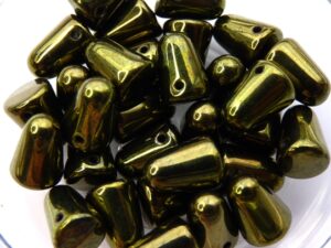 GDR-23980-14495 Jet Green Luster Gumdrops 10 x 7 mm. 10 Pc.-6496