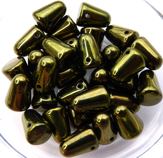 GDR-23980-14495 Jet Green Luster Gumdrops 10 x 7 mm. 10 Pc.-6496
