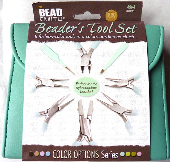 PLFAS05 Beadsmith Pastel Aqua Beaders Tool Set in Clutch.-6588