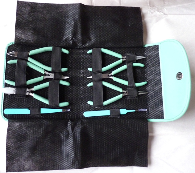PLFAS05 Beadsmith Pastel Aqua Beaders Tool Set in Clutch.-6590