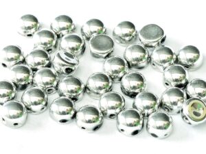 2HC-6-23980-27000 2-Hole Cabochon Jet Full Labrador (Full Silver) 25 Pc.-0