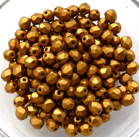 0030306 Matte Metallic Goldenrod Facet 4 mm. 50 Pc.-0 0030306 Matte Metallic Goldenrod Facet 4 mm. 50 Pc.-0