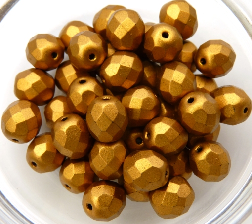 0030307 Matte Metallic Goldenrod facet 8 mm. 15 Pc.-0 0030307 Matte Metallic Goldenrod facet 8 mm. 15 Pc.-0