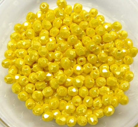 0130116 Opaque Yellow Hematite Facet 3 mm. 65 Pc.-0 0130116 Opaque Yellow Hematite Facet 3 mm. 65 Pc.-0