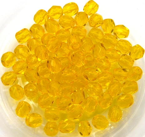 0130127 Yellow Facet 4 mm. 50 Pc.-0