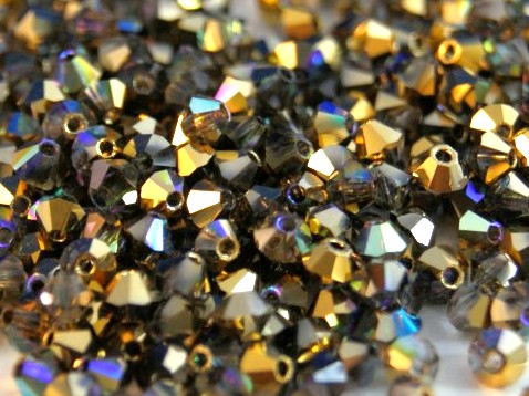 03-MC-00010-98536 Crystal Golden Rainbow Bicone 3 mm. 50 Pc.-0 03-MC-00010-98536 Crystal Golden Rainbow bicones 3 mm
