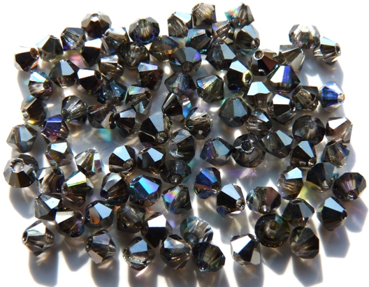03-MC-00010-98537 Bicones Crystal Rainbow Graphite 3 mm. 50 Pc.-0