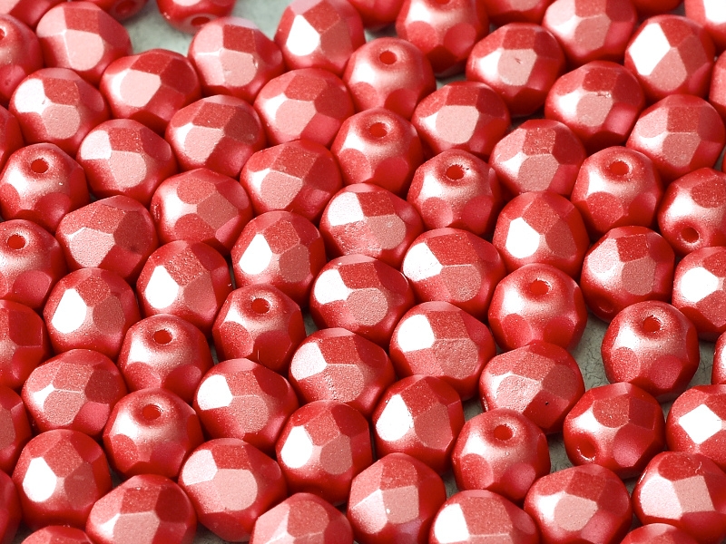 FP-03-02010-25010 Pastel Dark Coral Pearl facet 3 mm. 50 Pc.-6736
