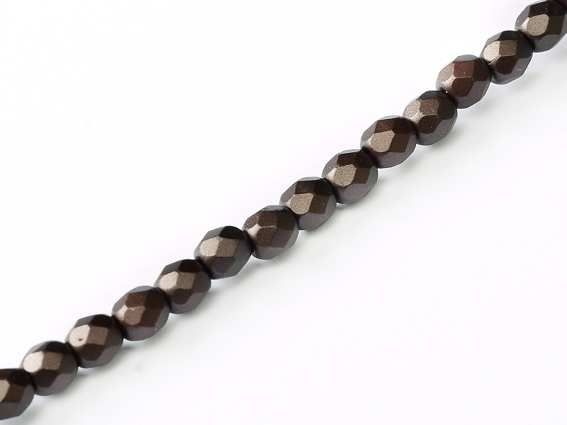 FP-04-02010-25036 Pastel Dark Bronze Brown Pearl facet 4 mm. 50 Pc.-6807