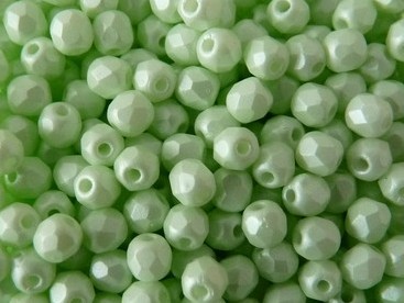 FP-03-02010-29315 Light Pastel Green Pearl Facet 3 mm. 50 Pc.-6698
