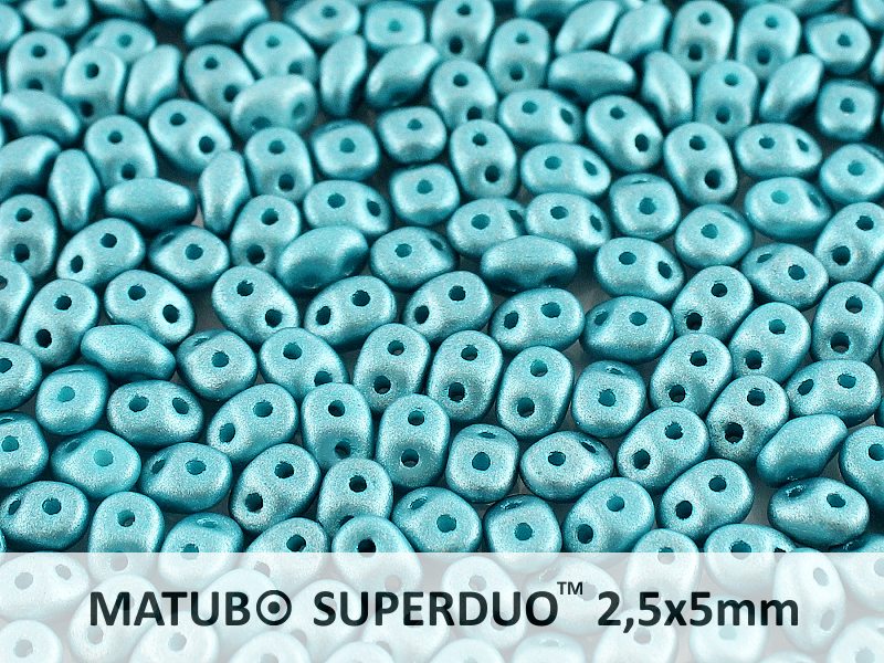 SD-02010-29436 Superduo Metallic Mat Blue Turquoise10 gram-0