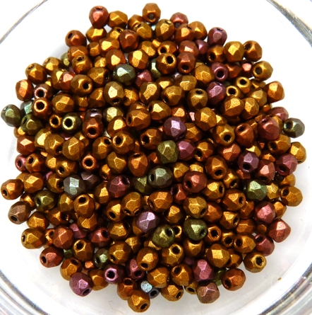 0030301 Silky Purple Metallic Gold Mix facet 3 mm. 70 Pc.-0