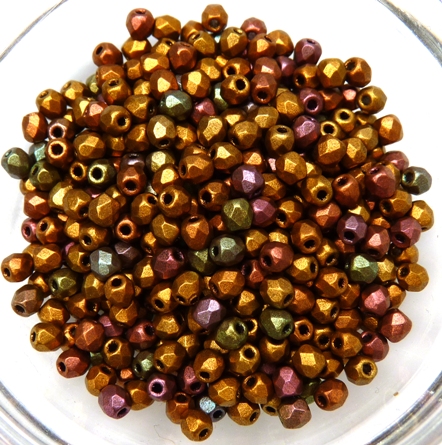 FP1-03-01640JTK Silky Purple Metallic Gold Mix Czech Glass Facet Firepolish 3mm FP1-03-01640JTK Silky Purple Metallic Gold Mix Czech Glass Facet Firepolish 3mm