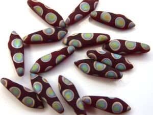 0050079 Matt Dark Siam Ruby Vitrail Peacock Dagger Bead 12 Pc.-6914