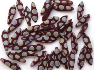 0050079 Matt Dark Siam Ruby Vitrail Peacock Dagger Bead 12 Pc.-6915