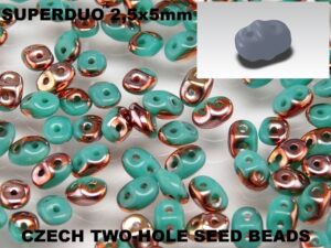 SD-63130-27101 Superduo Opaque Green Turquoise Capri Gold 10 gram-0