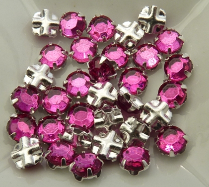 SS20-00030-Fuchsia-Silver Extra Chaton Rose Montees Fuchsia Coated Silver 15 Pc.-6952