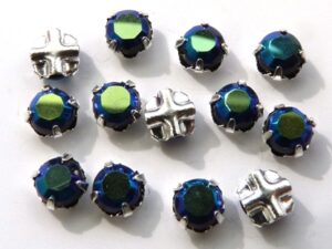 SS20-23980-28701-Silver Extra Chaton Rose Montees Jet AB Silver 15 Pc.-6942