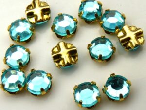 SS20-60010-Gold Extra Chaton Rose Montees Auqamarine Gold 15 Pc.-0