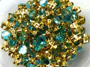 SS20-60010-Gold Extra Chaton Rose Montees Auqamarine Gold 15 Pc.-6929