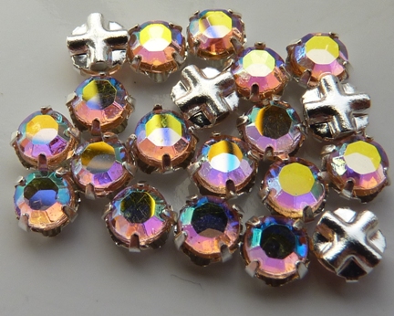 SS20-70110-28701-Silver Extra Chaton Rose Montees Lt Rosaline AB Silver 15 Pc.-6964